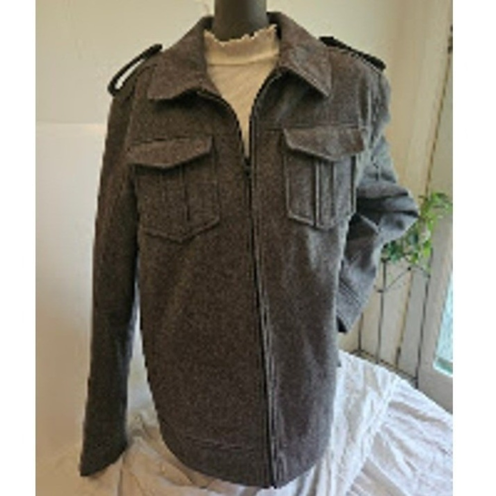 GUESS Men's Gray Wool-Blend Military/Field Jacket Size M